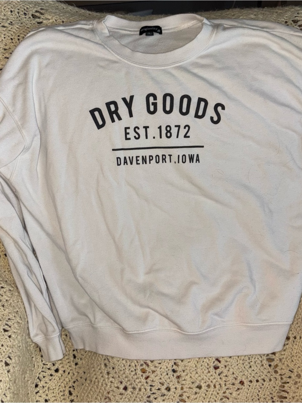 Originality Dry Goods Davenport Iowa Graphic Crewneck Sweatshirt - White